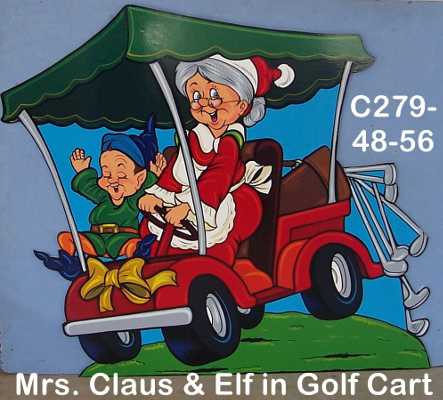 C279Mrs. Claus & Elf in Golf Cart